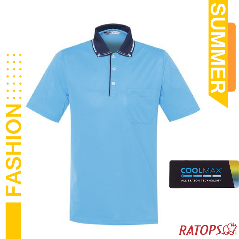 【瑞多仕-RATOPS】男款 COOLMAX 輕量透氣短袖POLO衫_DB1701 清水藍色/丈青芽✿30E010